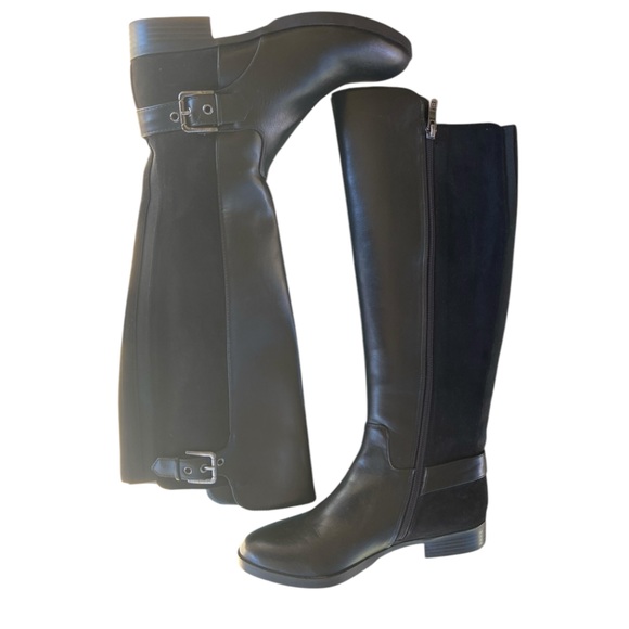 EUC Liz Claiborne Black Fall Knee High Flat zip City Boot Ladies Size 5 Medium. - Picture 3 of 11